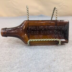 Antique Phillips‎ Emulsion Cod Liver Oil Amber Glass Bottle New York Medicine